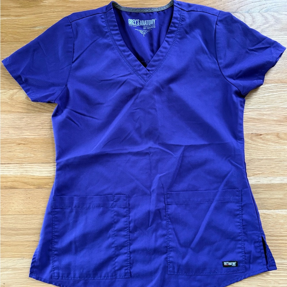 Grey's Anatomy Purple V-Neck Scrub Top with Front Pockets